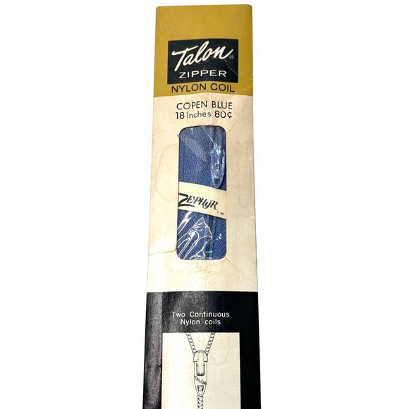 Vintage Talon Zipper Nylon Coil 18 inch Copen Blue Zephyr Deadstock - Picture 1 of 4